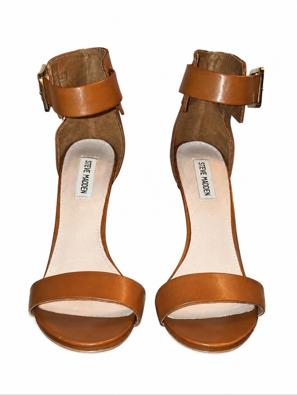 Steve Madden Tan Leather Ankle-Strap Sandals